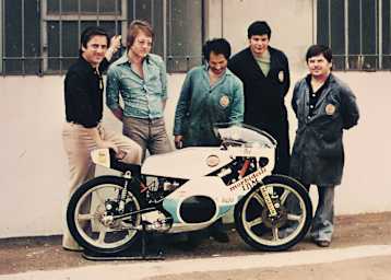 Giancarlo Morbidelli (links) neben Ing. Jörg Möller sowie Bonaventura, Cecchini und Dionigi