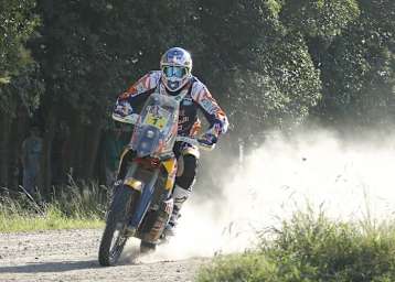 Marc Coma (KTM) hatte auf der zweiten Etappe mit einem verschlissenen Hinterreifen zu kämpfen