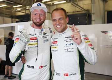 Pole-Position in der GTE Pro: Das Aston-Martin-Duo: Nicki Thiim (li.) und Marco Sørensen 