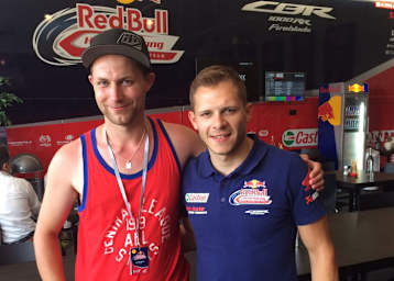 In der Hospitality von Red Bull Honda: Marcel Dachs (li.) mit Stefan Bradl