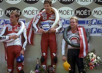 Salzburgring-GP 1988: De Radigues (links) mit Sieger Lawson und Rainey