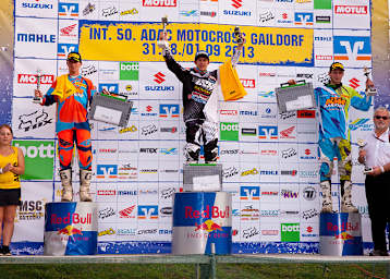 Gaildorf 2013: Erster MX-Masters-Tagessieg für den Schweizer Jeremy Seewer (vor Sébastien Pourcel und Dennis Ullrich)