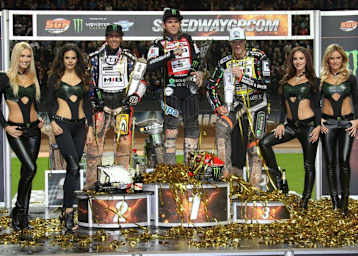 Die Top-3 in Stockholm: Greg Hancock, Tai Woffinden und Niels-Kristian Iversen (v.l.)