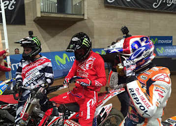 Die Top-3 im Superfinale: Die US-Flat-Track-Stars Jared Mees und Brad Baker mit Marc Márquez
