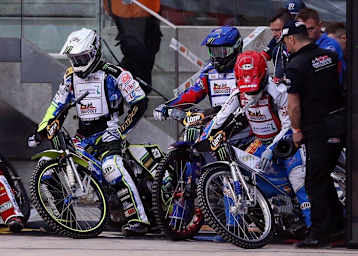 Die Weltmeister Chris Holder, Greg Hancock und Nicki Pedersen (v.l.)