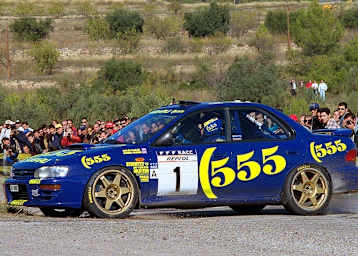 Colin McRae im Impreza 555 in Spanien 1996
