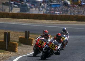 Laguna Seca 1988: Wayne Rainey vor Eddie Lawson und Kevin Schwantz