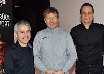 Das sah es noch nach trauter Dreisamkeit aus: Raudies, Ringguth und Hofmann bei der Eurosport-Präsentation im März 2015