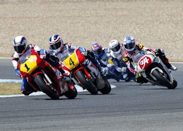 Wayne Gardner, Freddie Spencer, Kevin Schwantz, Didier de Radigues und Christian Sarron