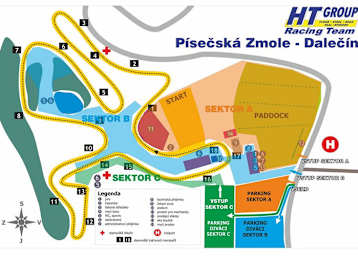 Die Strecke in Dalečín wird in Sektoren aufgeteilt