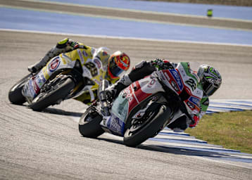 Alex Lowes vor Andrea Iannone, der im Sprint Dritter wurde