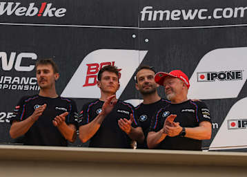 Reiterberger, Odendaal, Guintoli und Daemen bei der Meisterschaftsehrung (Platz 3)