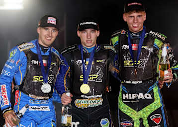 Die Top-3 der WM (v.l.): Wiktor Przyjemski, Nazar Parnitskyi und Mikkel Andersen