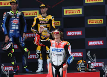 Axel Bassani ist bisher der einzige Privatier, der in der Superbike-WM 2023 aufs Podium gefahren ist