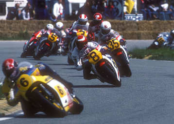 Salzburgring 1983: Mamola vor Katayama, Haslam, Roberts, Spencer und Lucchinelli