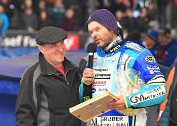 Deutsche Eisspeedway-Ikonen: Michael Lang (li.) und Günther Bauer