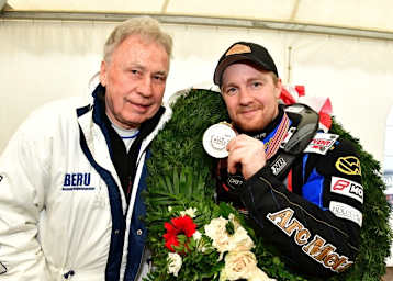 Jeweils zweimal Eisspeedway-Weltmeister: Posa Serenius (li.) und Martin Haarahiltunen