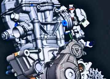 Der neue Motor der Triumph-Motocross-Bikes im Computermodell