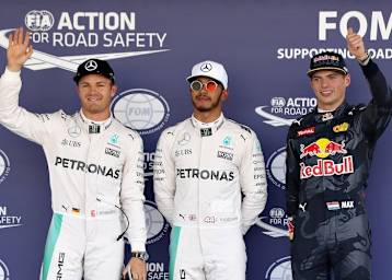 Nico Rosberg, Lewis Hamilton und Max Verstappen