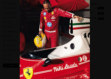 Lewis Hamilton mit dem Ferrari 312T von Niki Lauda