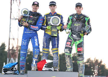 Podest in Riga mit Sieger Nazar Parnitskyi (Mitte)