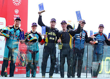 WM-Podium in Le Mans: Ellis, Clément, Schlosser, Schmidt, S. Christie, T. Christie (vlnr.)
