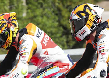 Wieder zusammen im Sattel beim privaten Test in Mugello: Die Honda-Werksfahrer Joan Mir und Luca Marini