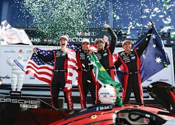 Gewannen 2024 in Daytona: (v.li.) Josef Newgarden, Dane Cameron, Felipe Nasr und Matt Campbell