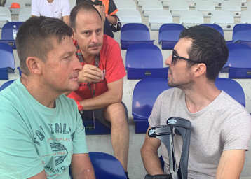 Trafen sich bei der MotoGP in Spielberg (v.l.): Die ehemaligen Bahnrennfahrer Michael Wiehl, Sirg Schützbach und Max Dilger