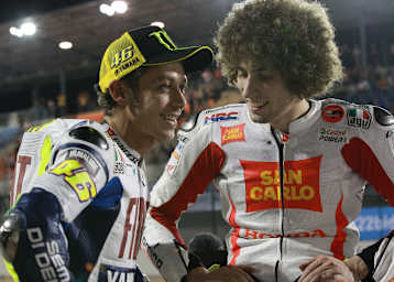 Ein Bild von 2010: Valentino Rossi (li.) mit Marco Simoncelli