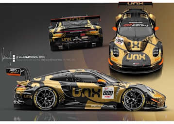 Goldiger Hingucker: Der UNX Racing Porsche 911 GT3 R