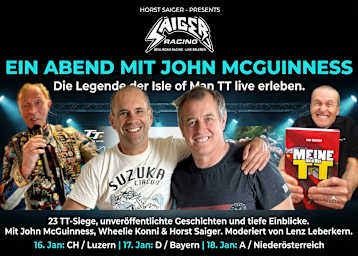 Ein Abend mit Saiger, McGuinness, „Wheelie Konnie“ und Lenz Leberkern