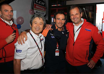 HRC: Livio Suppo, Keijiro Koinuma, Alberto Puig und Adi Stadler (v. li.)