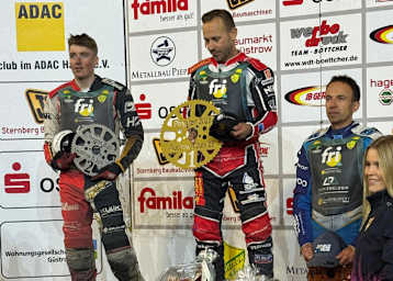 Die Top-3 (v.l.): Norick Blödorn, Nicki Pedersen und Jakub Jamrog