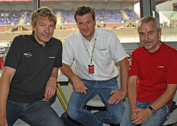 Die Eurosport-Mannschaft: Ron Ringguth, Hannes Orasche und Dirk Raudies