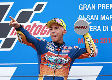 Enea Bastianini bei seinem ersten GP-Sieg in Misano