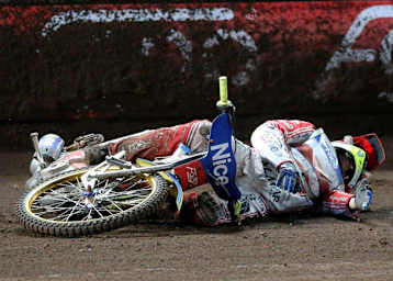 Krzysztof Kasprzak nach seinem Sturz in Landshut
