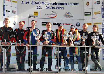 Das Podium der IDM Sidecar - EuroSpeedway Lausitz
