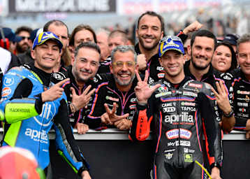 Standen 2025 mehrfach zusammen auf dem MotoGP-Podium: «Bezz» und Fernandez