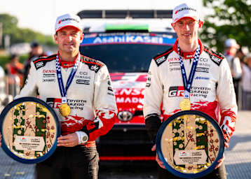 Die Sieger des siebten WM-Laufs in Japan: Elfyn Evans und Scott Martin