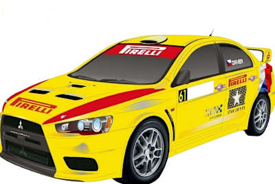 Eine Studie des Mitsubishi Lancer der FIA-Junioren.