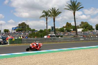 Casey Stoner auf dem Weg zu Platz 3 in Jerez