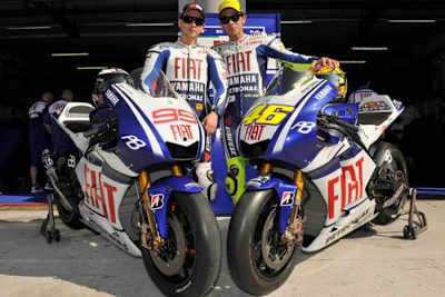 Jorge Lorenzo mit seinem Teamkollegen Rossi