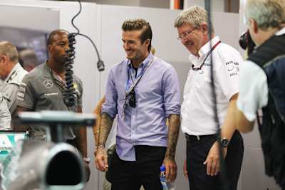 David Beckham bei seinem Besuch in der Mercedes-Box