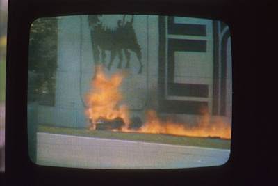 Berger in der Flammenhölle von Imola (TV-Bild)