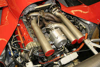 Ein Ferrari-Motor aus der ersten Formel-1-Turbo-Ära in den 80er Jahren