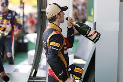 Diesen Schluck hat sich Romain Grosjean redlich verdient
