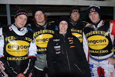 Jimmy Olsen, Johan Lundkvist, Teammanager Eleonor Dyvinger, Hans-Olof Olsen und Danil Ivanov 