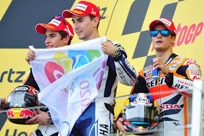 Das Podest: Márquez, Lorenzo und Pedrosa