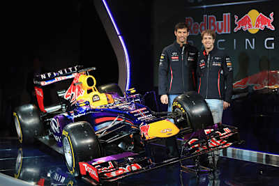 Sebastian Vettel (re.) mit Teamkollege Mark Webber